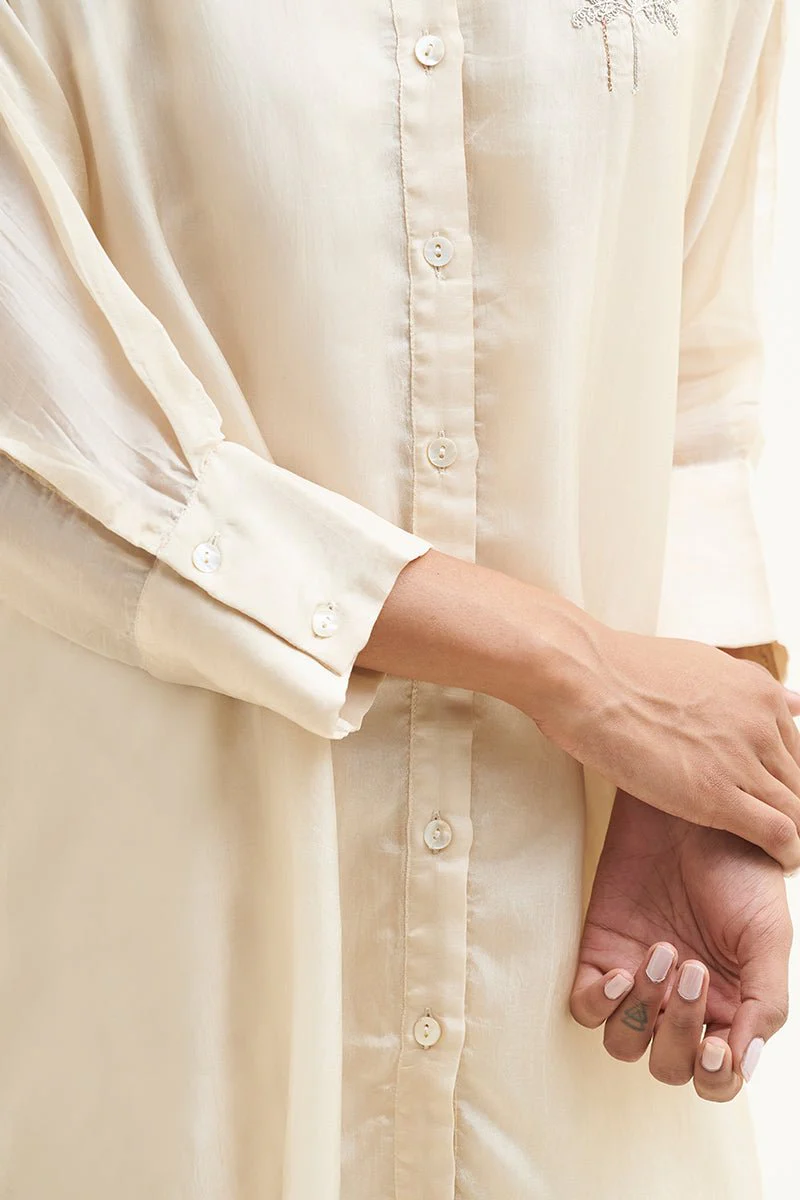 Angora Beige Silk Co-ord Set - Image 3