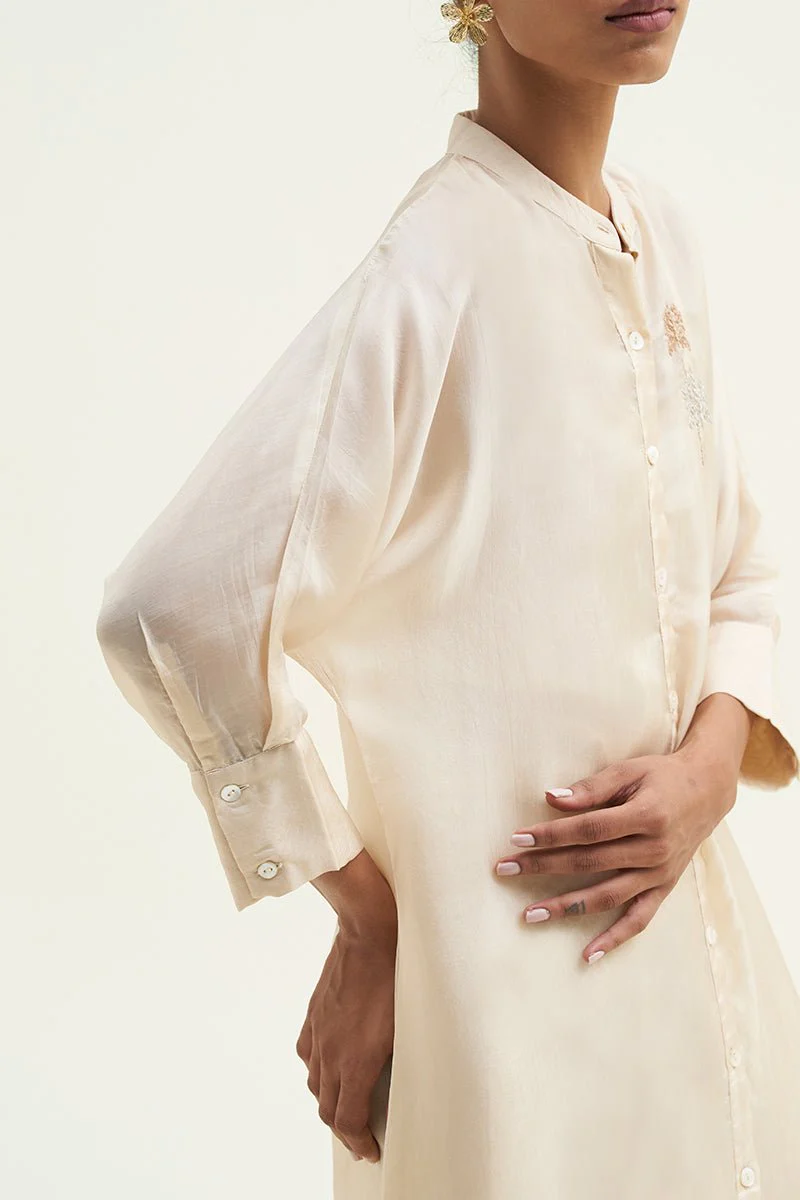 Angora Beige Silk Co-ord Set - Image 4