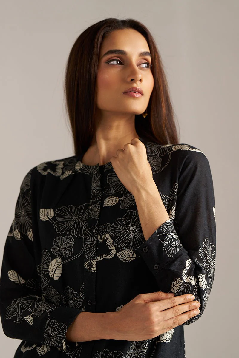 Black and White Linen Print Co-ord Set - Image 5
