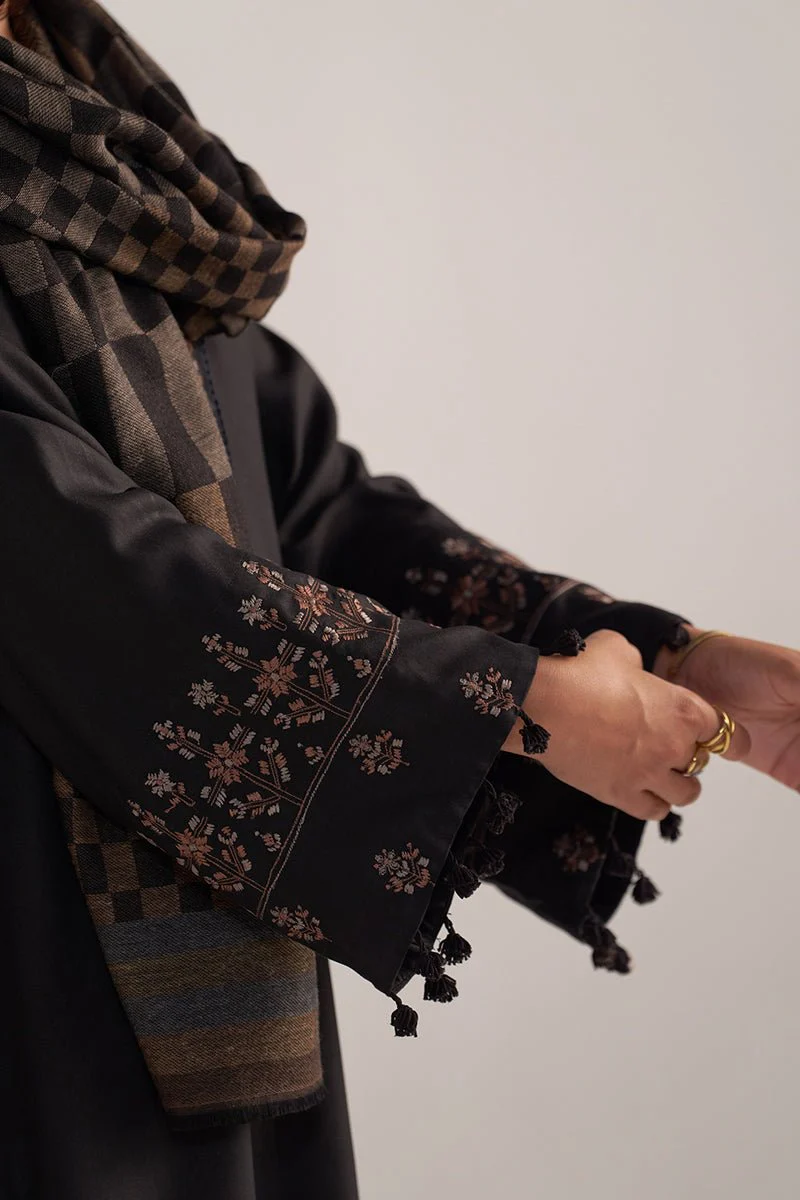 Black Pashmina Kurta Set - Image 3
