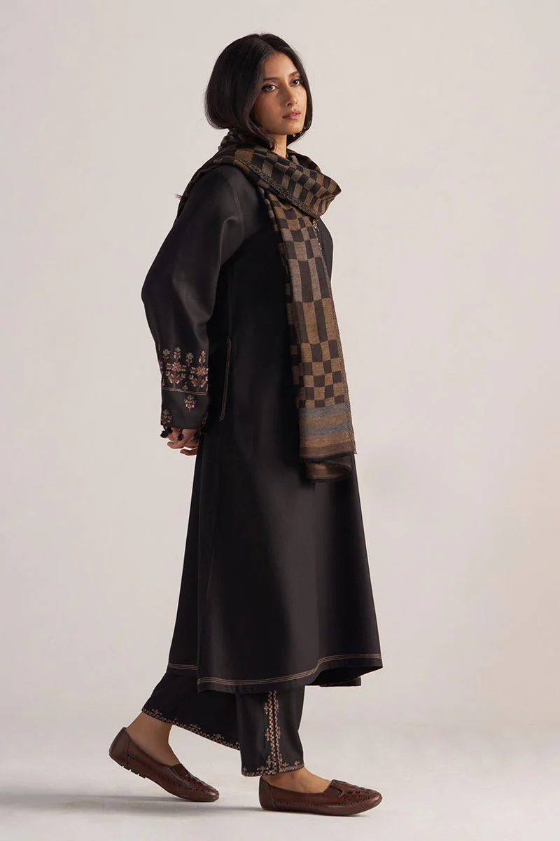Black Pashmina Kurta Set - Image 8