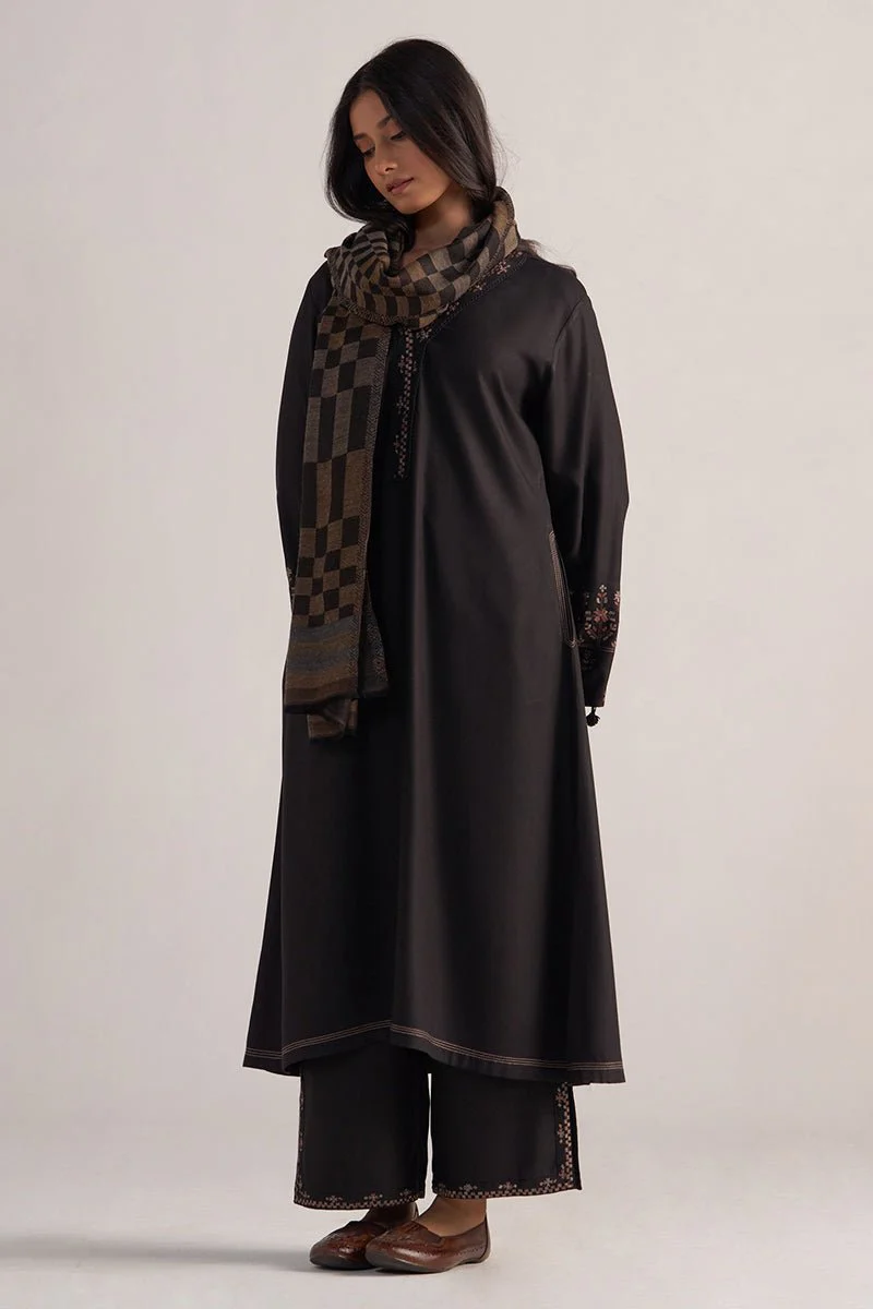 Black Pashmina Kurta Set - Image 9