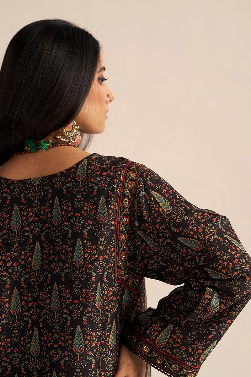 Black Silk Traditional Co-ord Set - Image 6