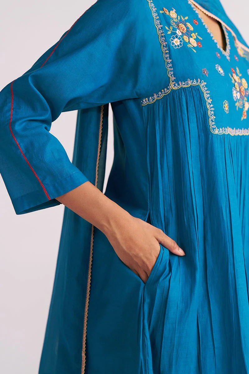 Celestial Blue Embroidered Kurta Set - Image 3
