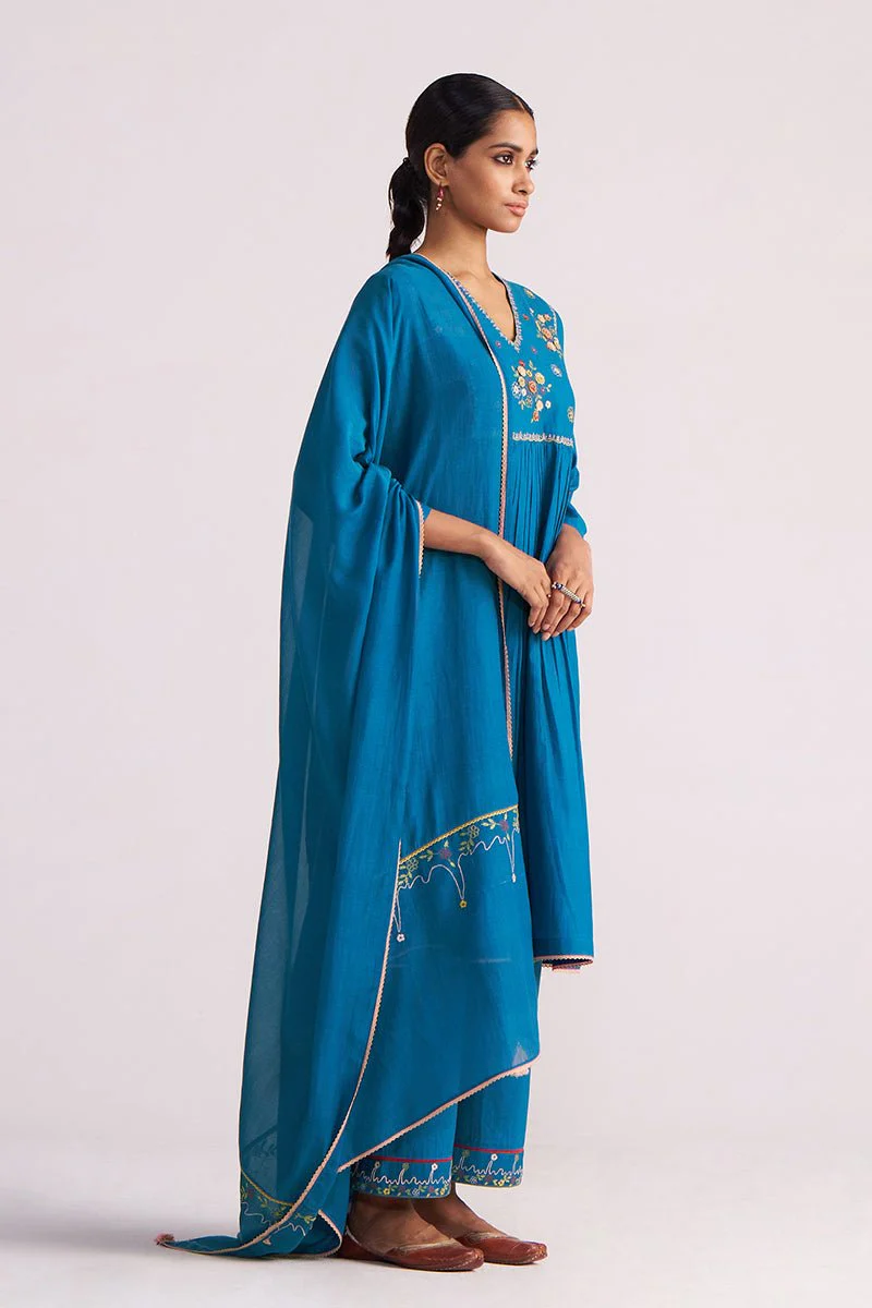 Celestial Blue Embroidered Kurta Set - Image 6