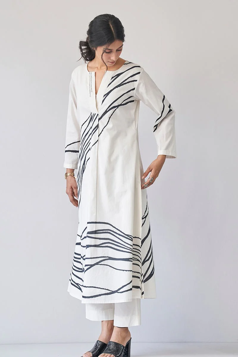 Cream Abstract Printed Co-ord Set - Image 3