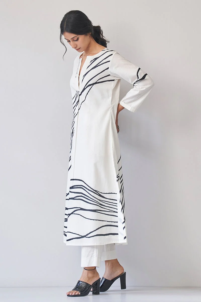 Cream Abstract Printed Co-ord Set - Image 4