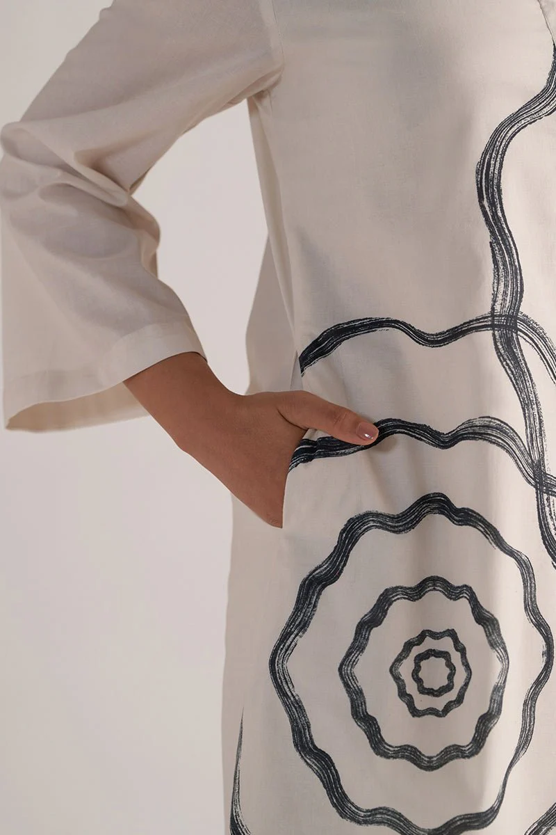 Cream and Black Cotton Print Co-ord Set - Image 3