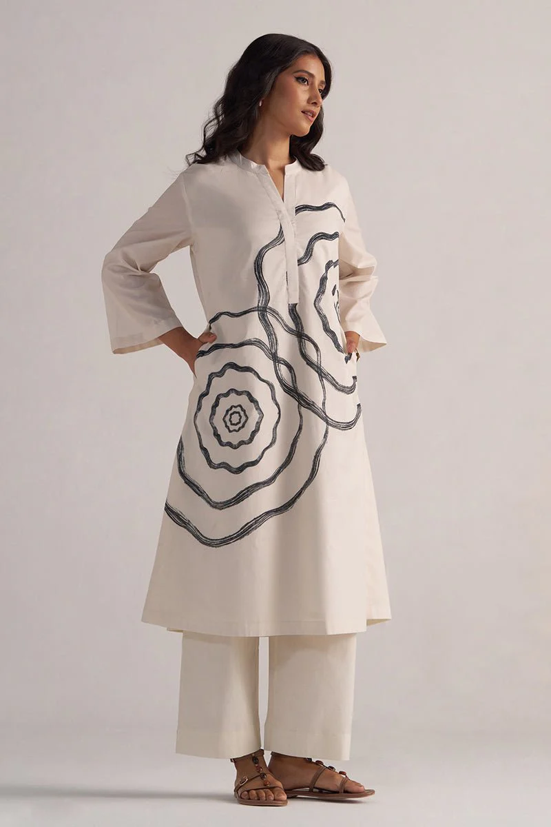 Cream and Black Cotton Print Co-ord Set - Image 4