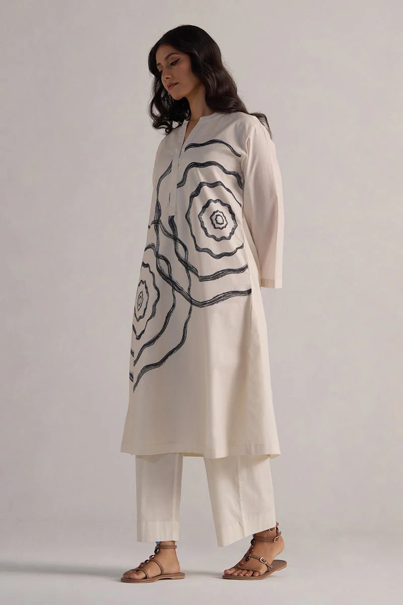Cream and Black Cotton Print Co-ord Set - Image 5