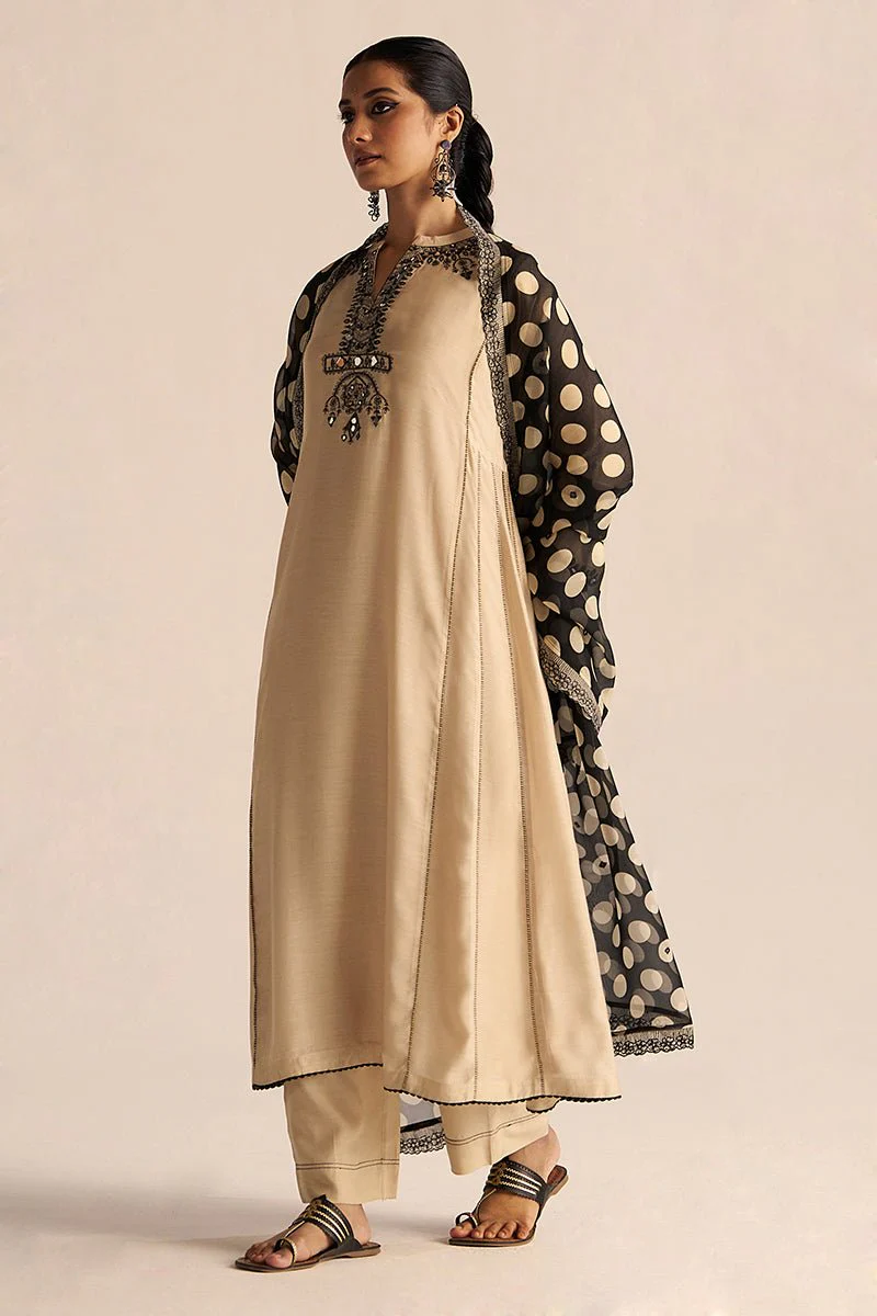 Cream and Black Kurta Set - Image 8