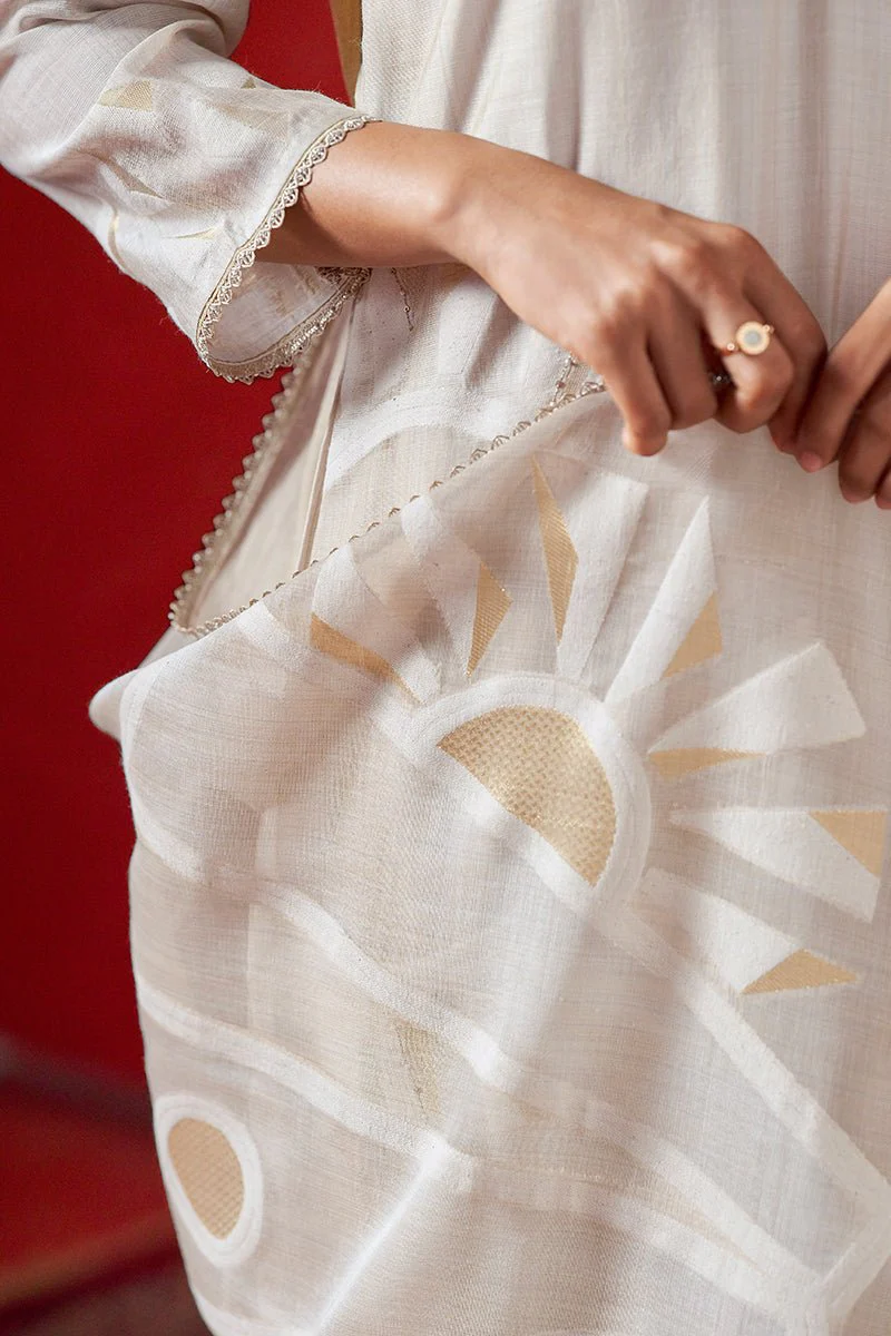 Fog Beige Woven Salwar Suit - Image 4