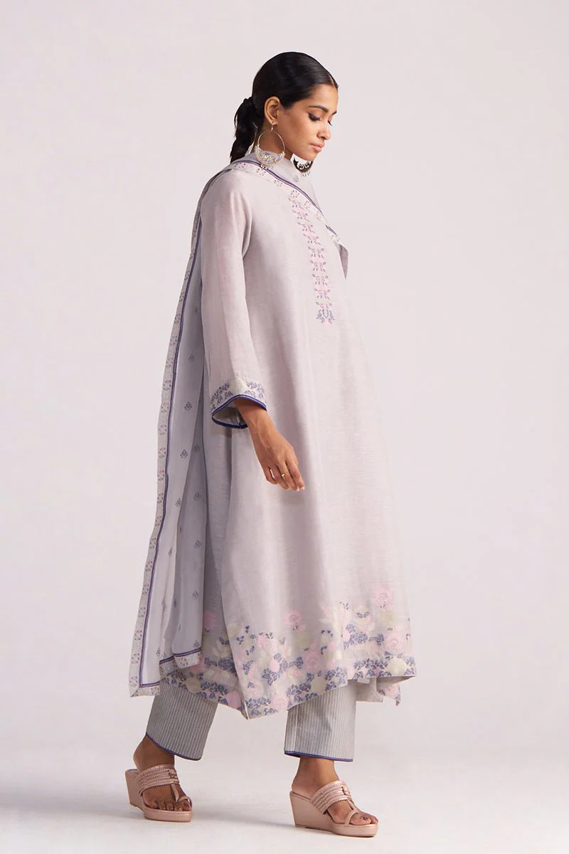 Grey Woven Kurta Set - Image 7