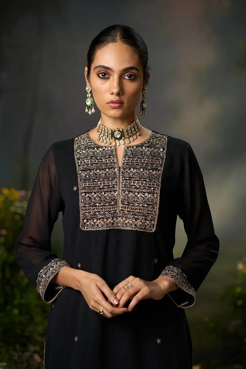 Kohl Black Festive Sharara Kurta Set - Image 3