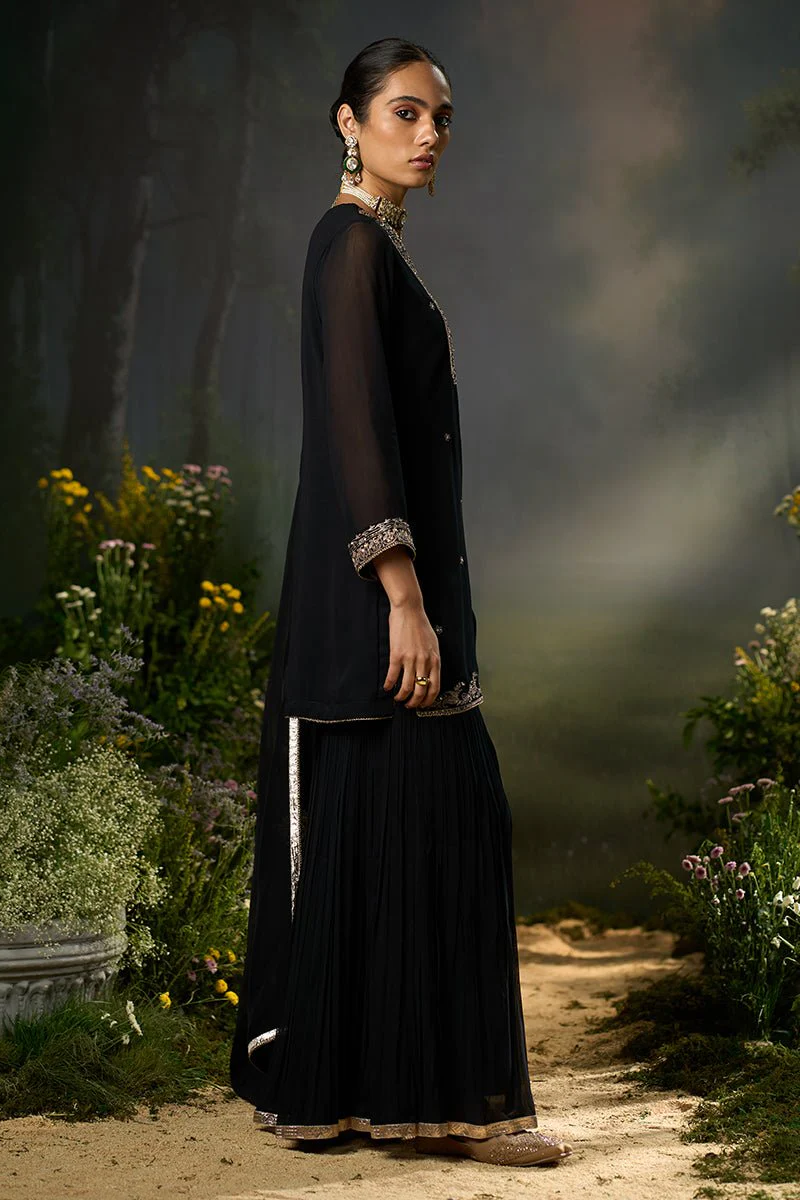 Kohl Black Festive Sharara Kurta Set - Image 7