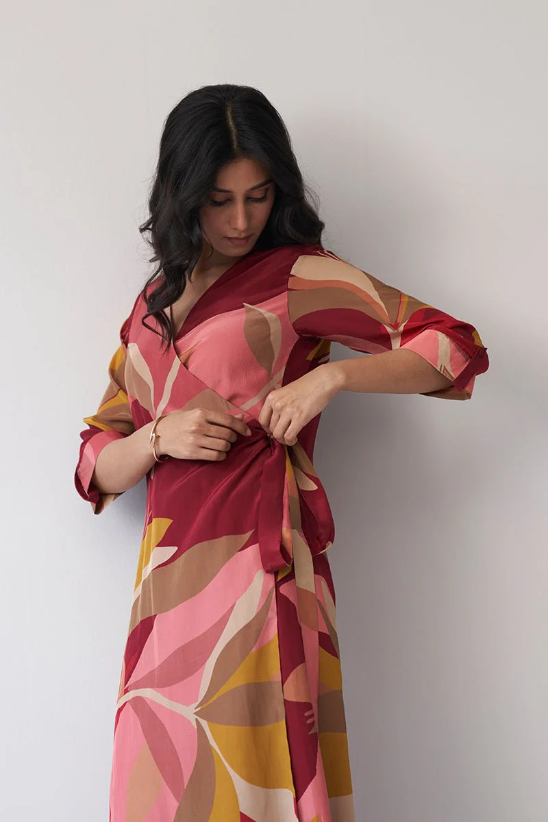 Maroon Crepe Silk Printed Co-ord Set - Image 5
