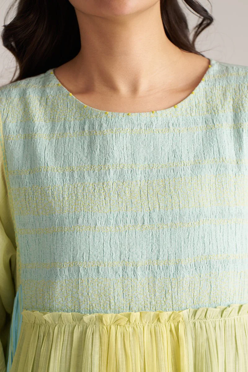 Morning Mist Blue and Celery Green-Yellow Co-ord Set - Image 3