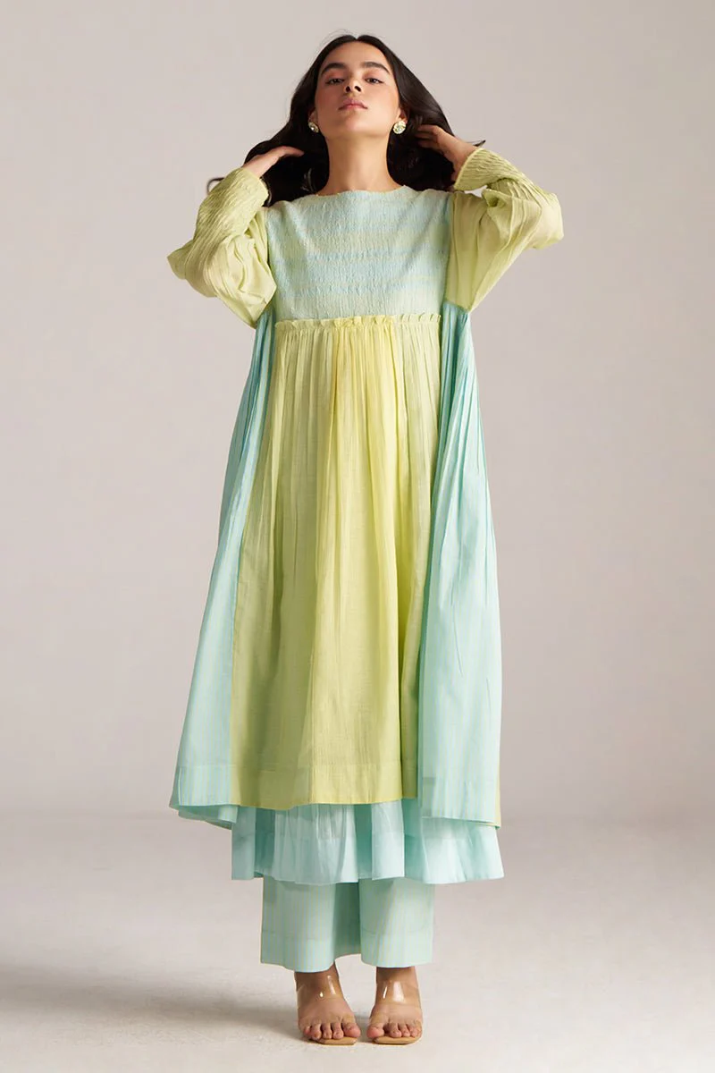 Morning Mist Blue and Celery Green-Yellow Co-ord Set - Image 5