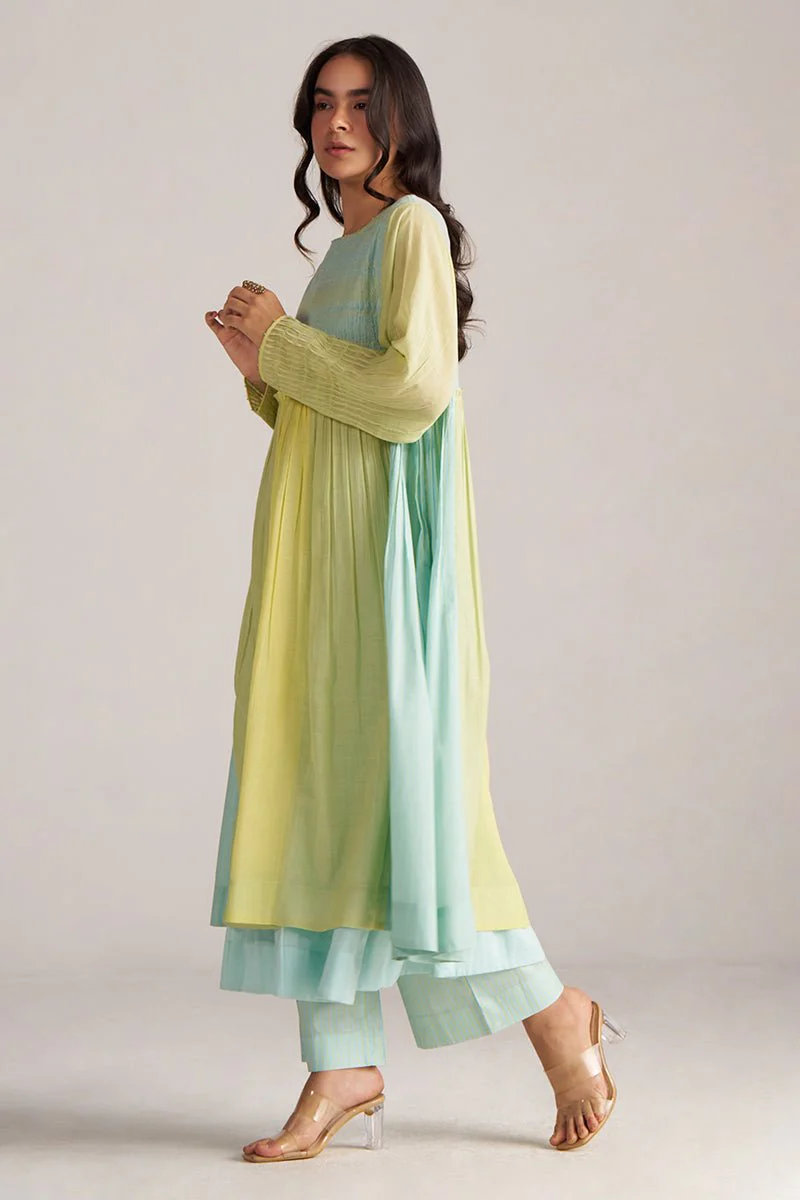 Morning Mist Blue and Celery Green-Yellow Co-ord Set - Image 6