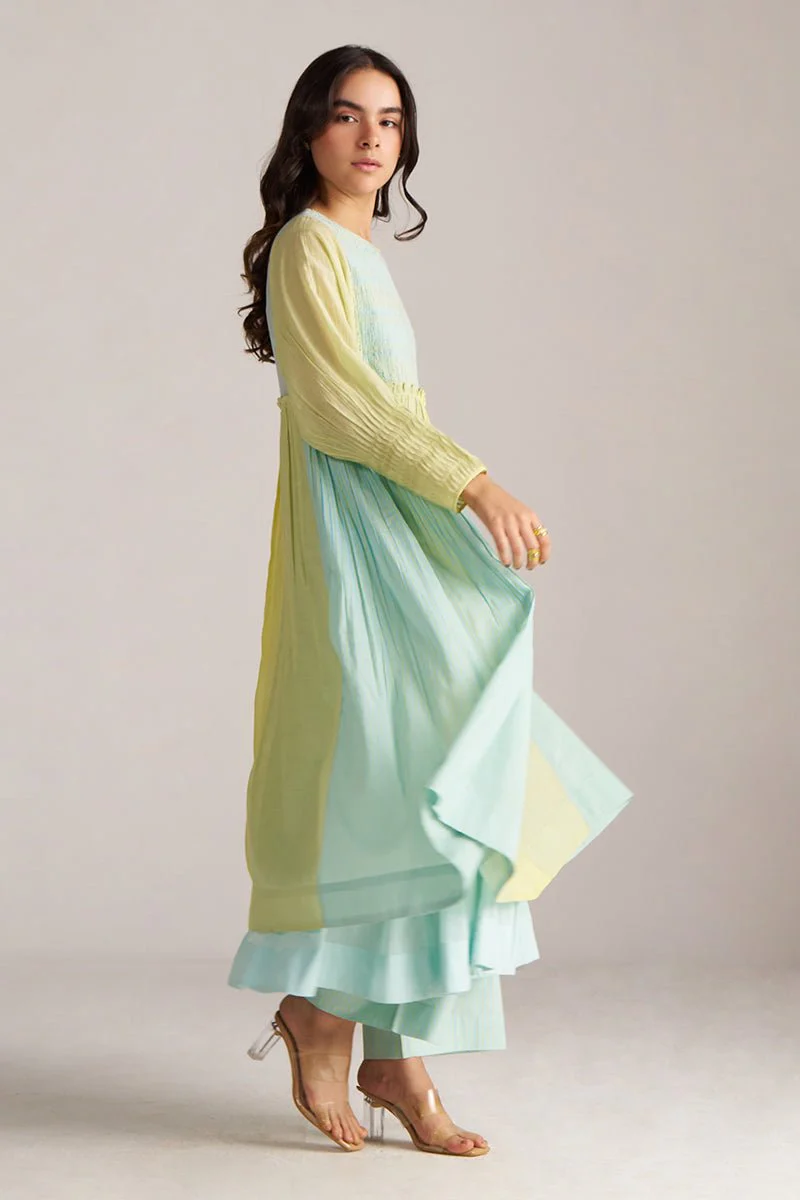 Morning Mist Blue and Celery Green-Yellow Co-ord Set - Image 8