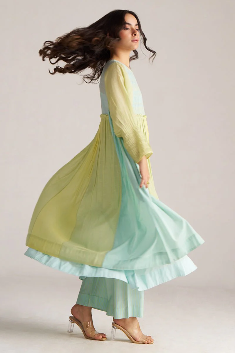Morning Mist Blue and Celery Green-Yellow Co-ord Set - Image 9