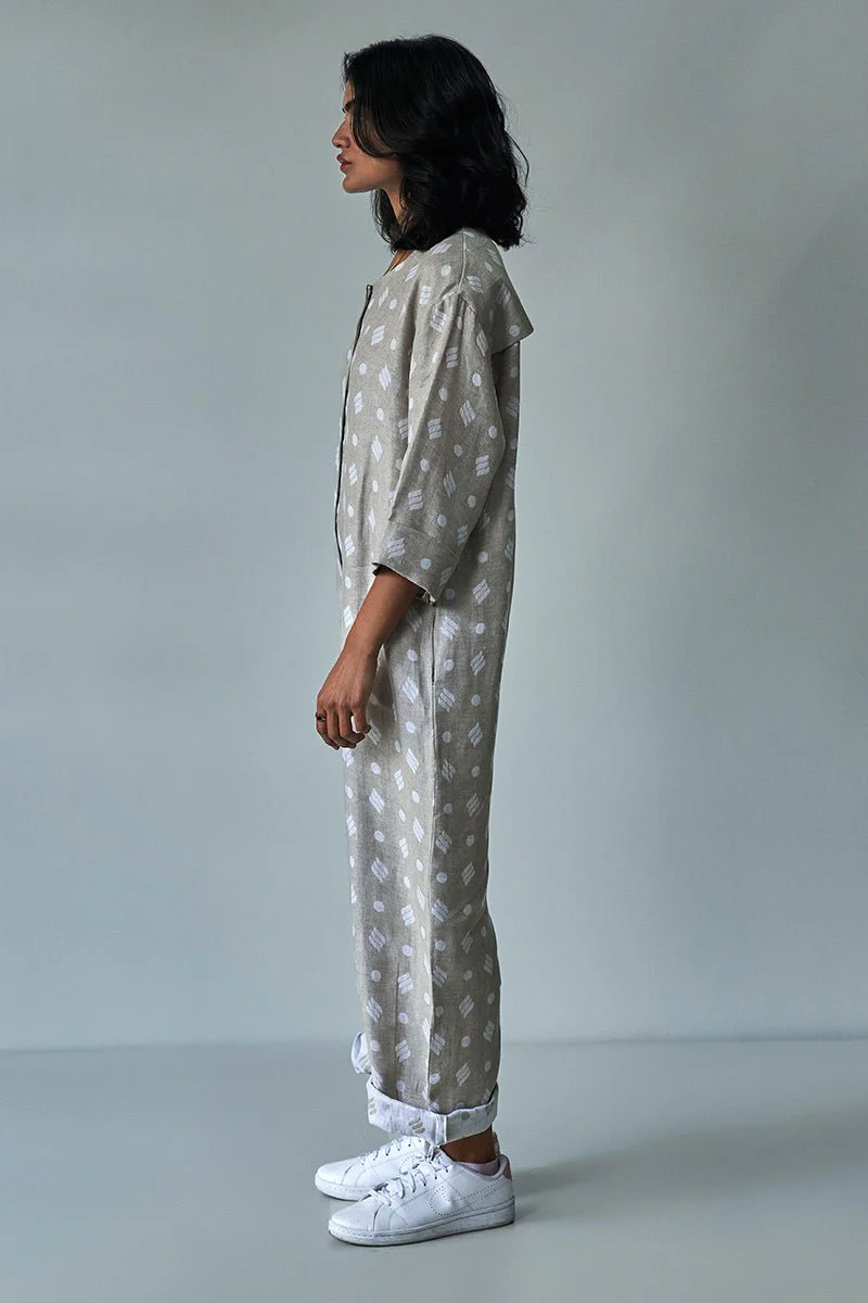 Oatmeal Linen Jumpsuit - Image 4