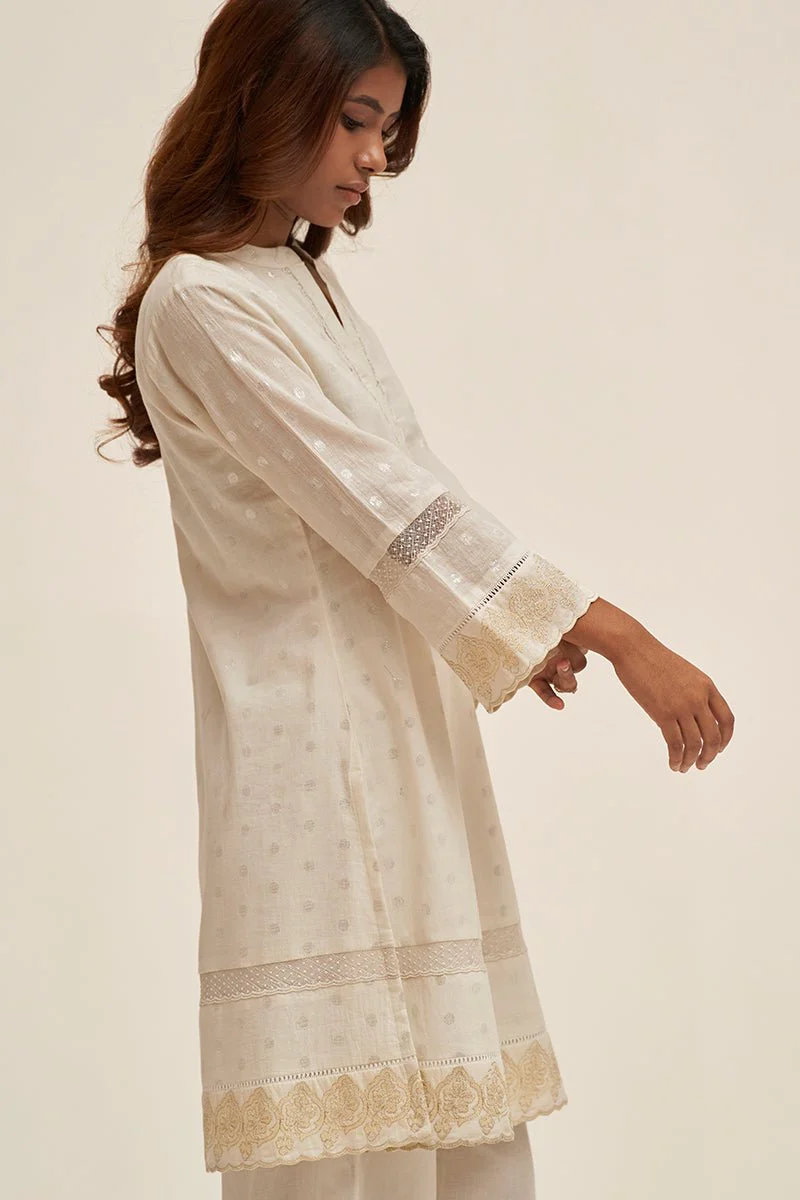 Off White Silver Woven Co-ord Set - Image 4