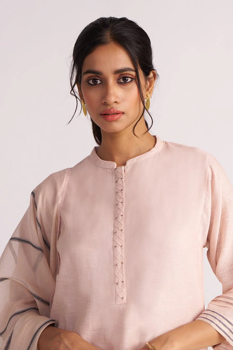 Sepia Rose Woven Chanderi Kurta Set - Image 3