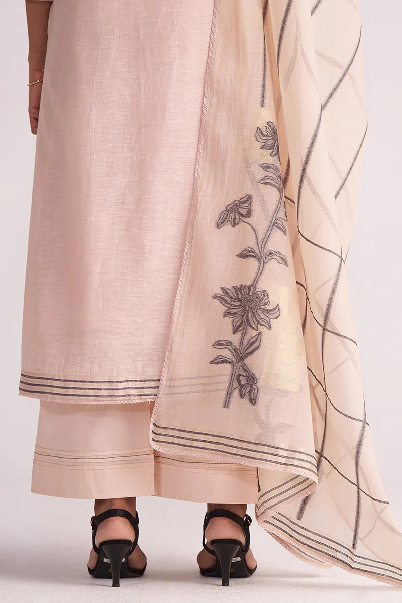 Sepia Rose Woven Chanderi Kurta Set - Image 4