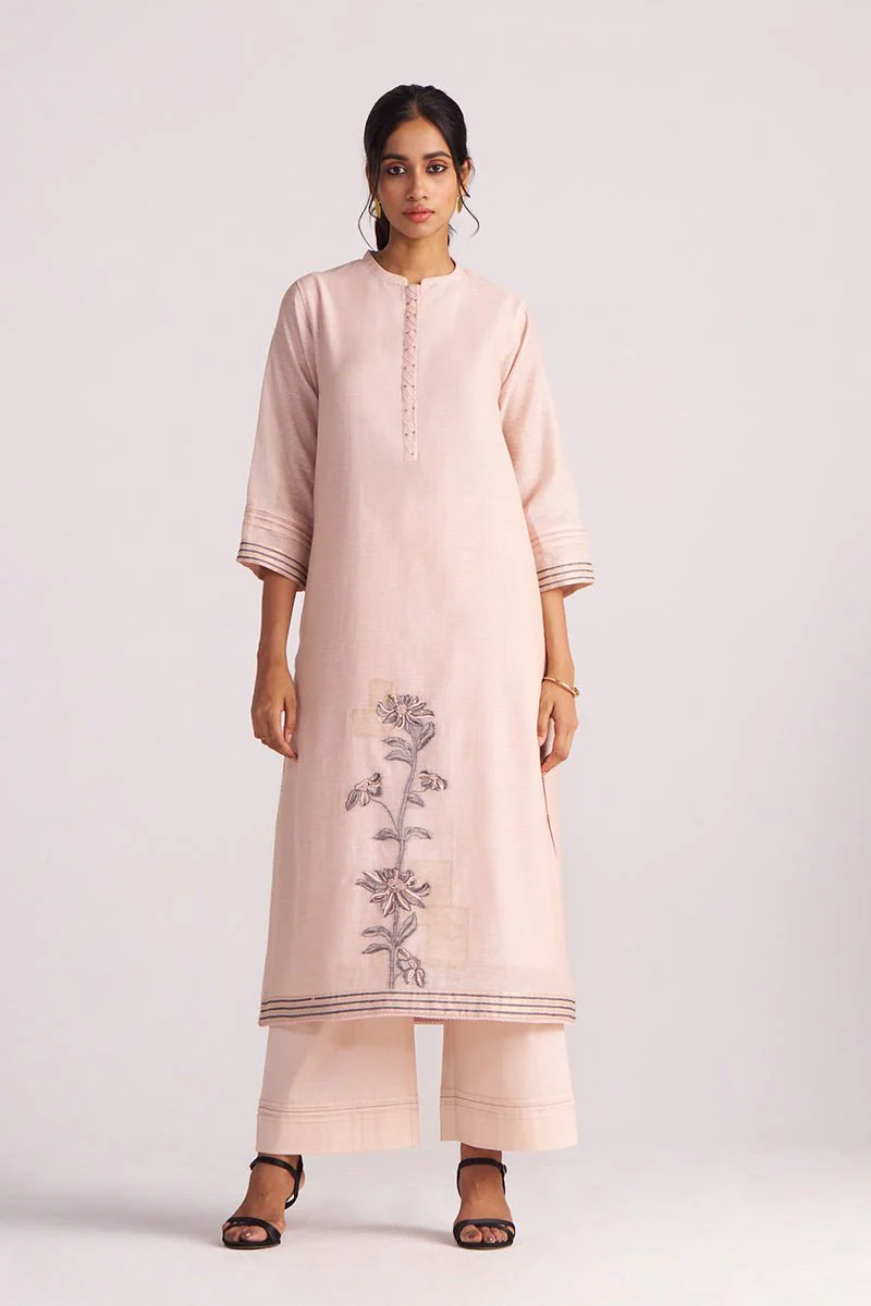 Sepia Rose Woven Chanderi Kurta Set - Image 5
