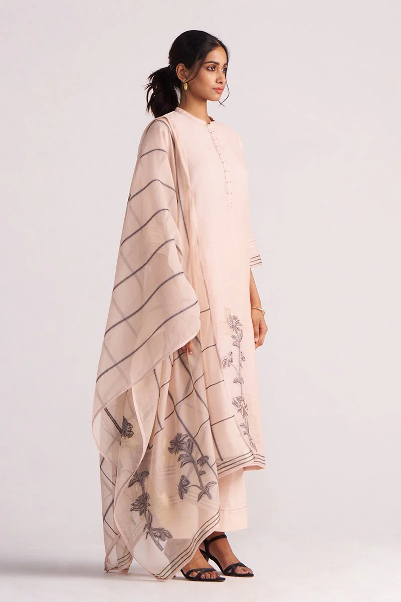 Sepia Rose Woven Chanderi Kurta Set - Image 6