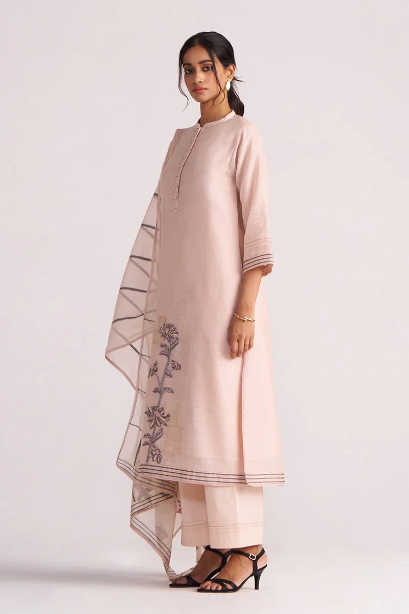 Sepia Rose Woven Chanderi Kurta Set - Image 7