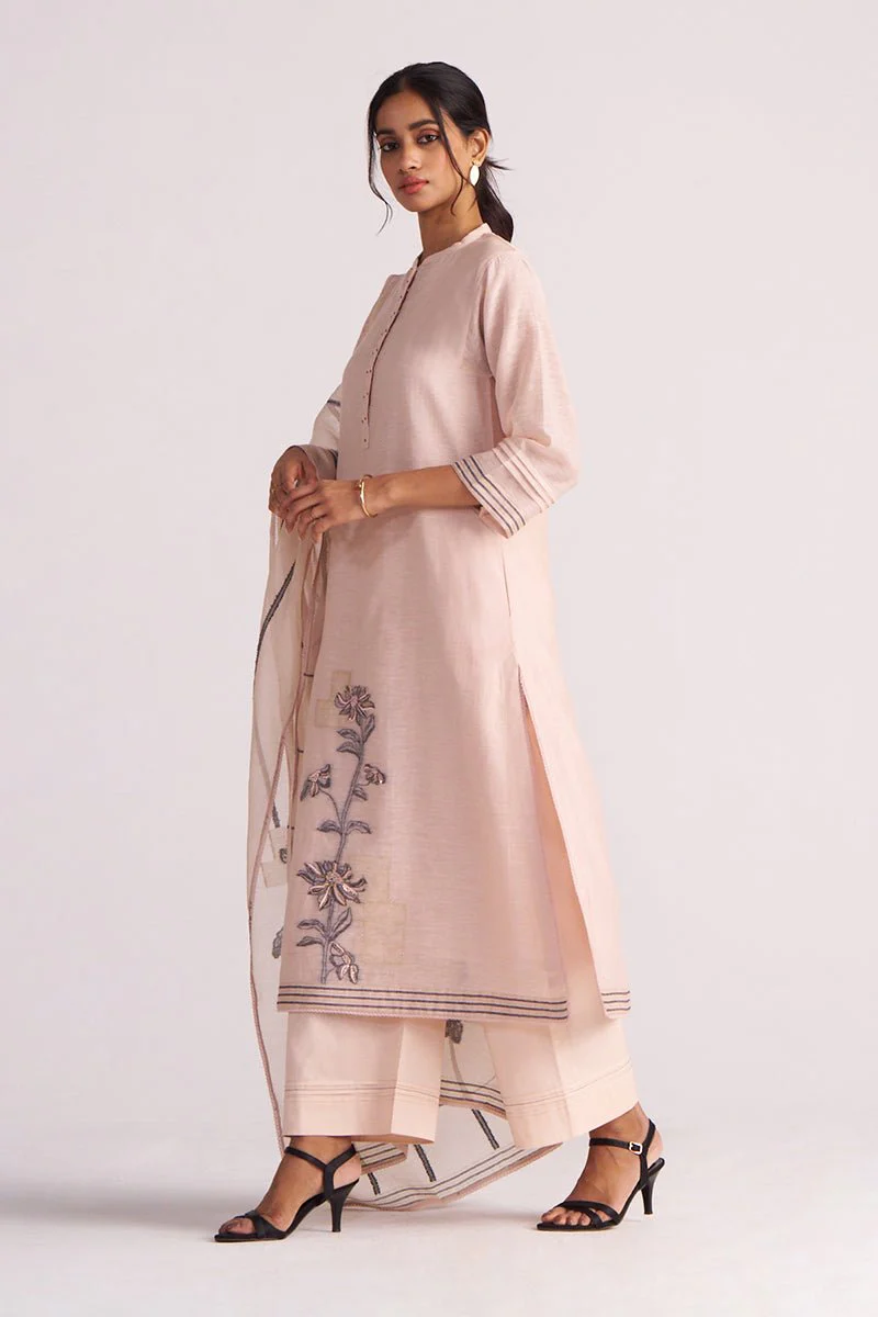 Sepia Rose Woven Chanderi Kurta Set - Image 8
