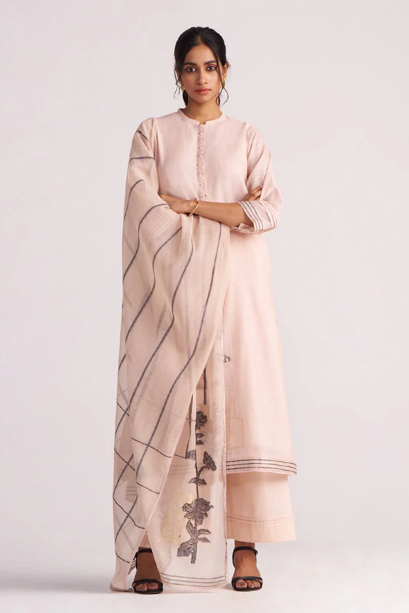 Sepia Rose Woven Chanderi Kurta Set - Image 9