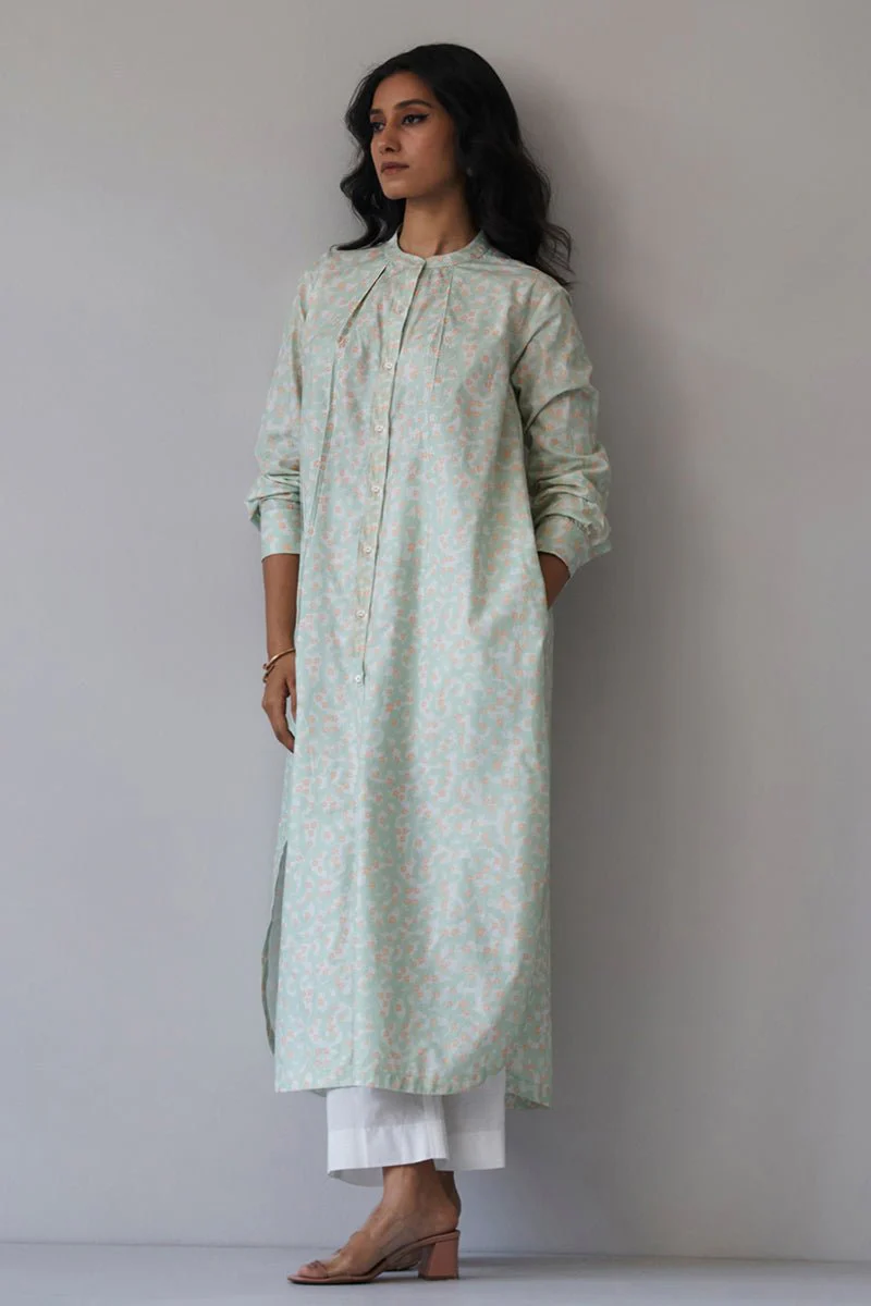 Subtle Green and Peach Cotton Co-ord Set - Image 3