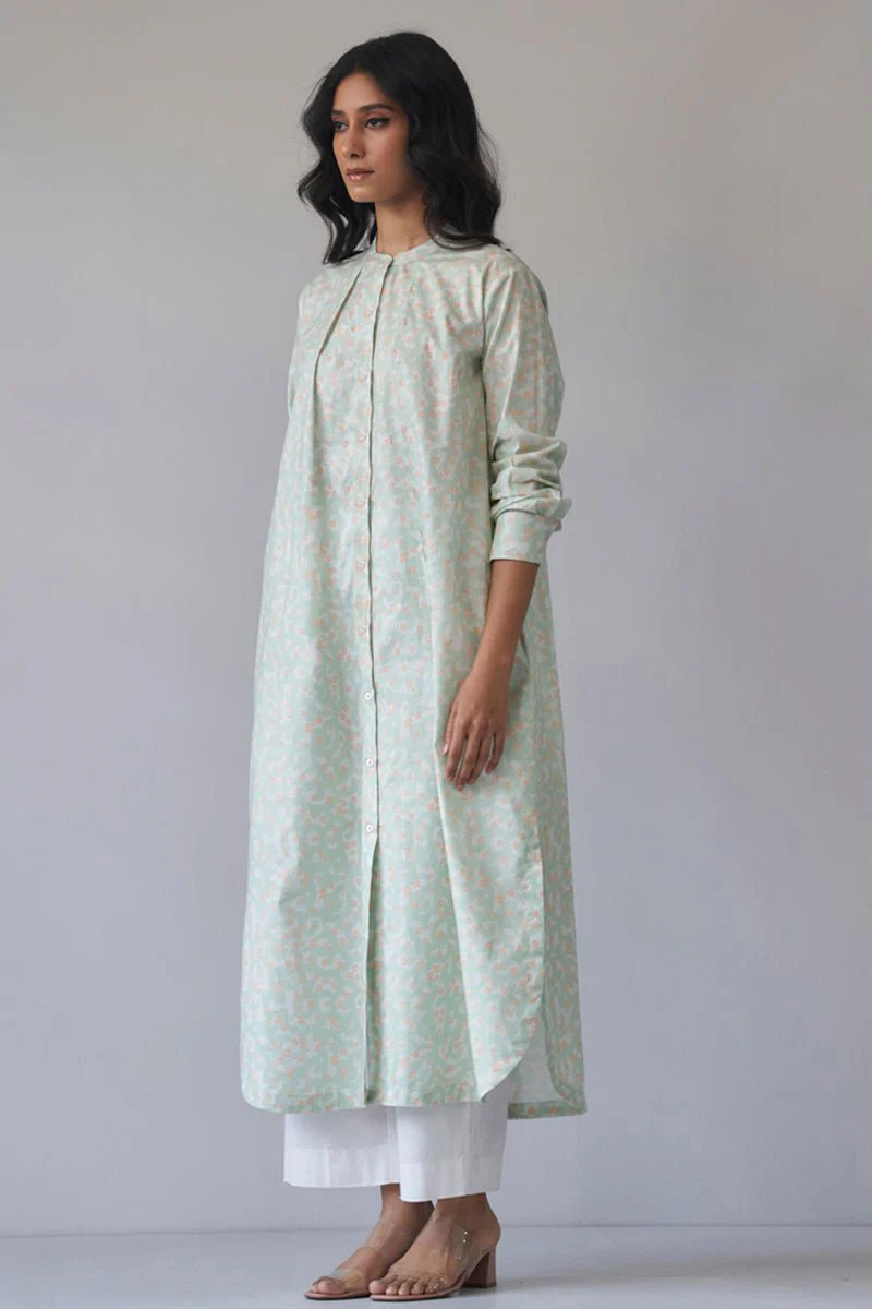Subtle Green and Peach Cotton Co-ord Set - Image 4