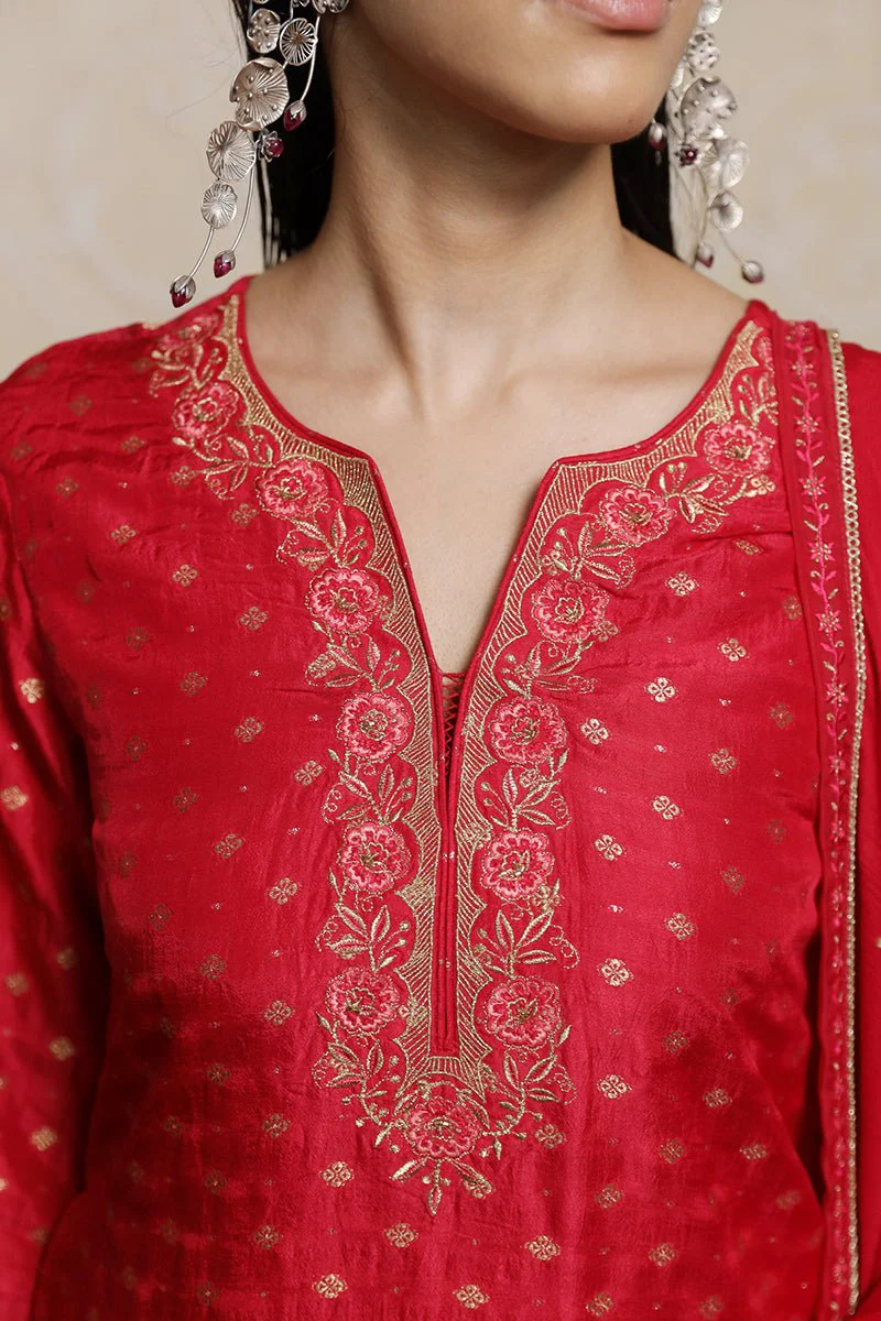 Virtual Pink Woven Silk Salwar Suit - Image 4