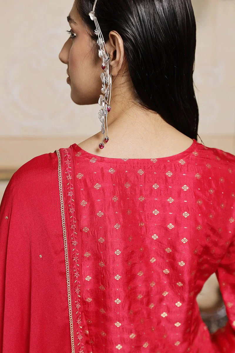 Virtual Pink Woven Silk Salwar Suit - Image 5