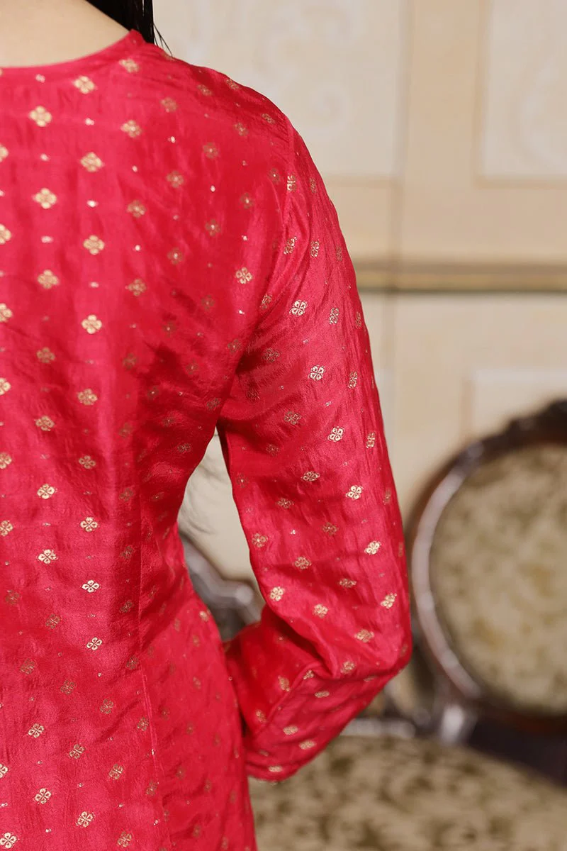 Virtual Pink Woven Silk Salwar Suit - Image 6