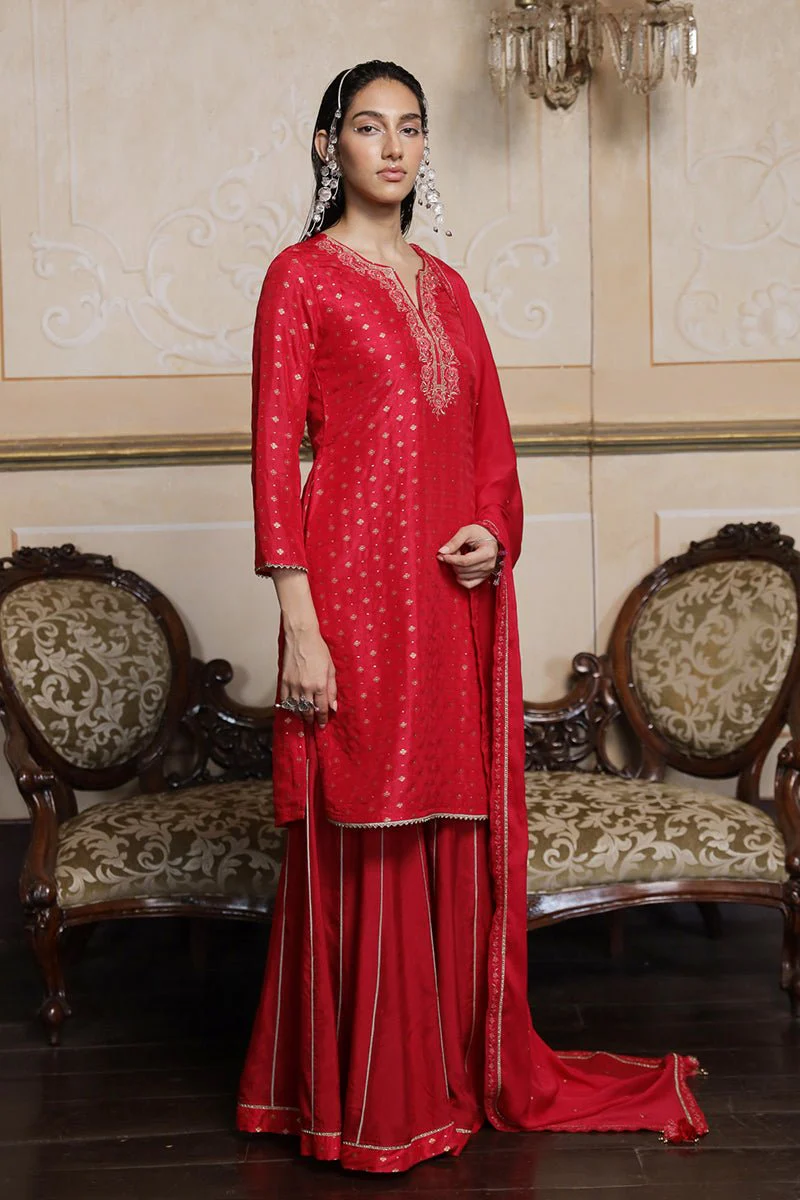 Virtual Pink Woven Silk Salwar Suit - Image 7